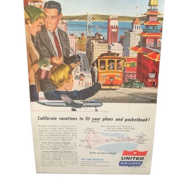 Vintage 1954 United Air Lines California Vacations Ad Advertisement - Picture 2 of 4